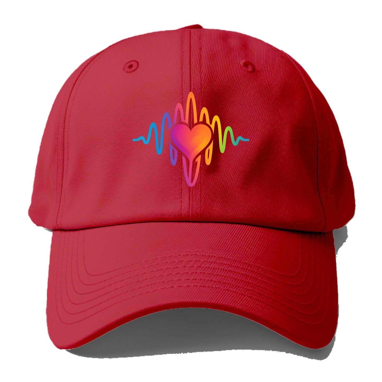 Love Frequency - Sound waves in rainbow Baseball Cap - Red