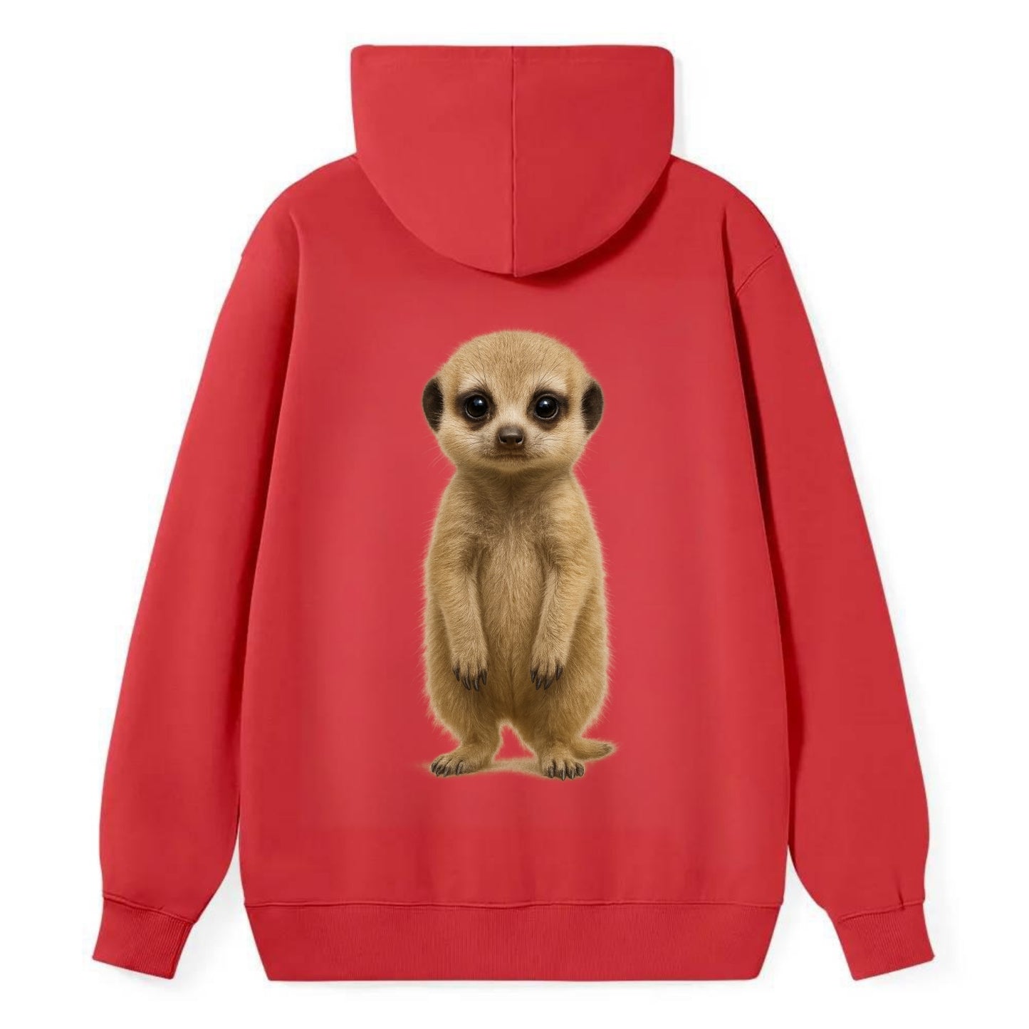 Baby Meerkat - tan fur, dark eye patches, alert stance, bright eyes, - Classic Pullover Hoodie - Red
