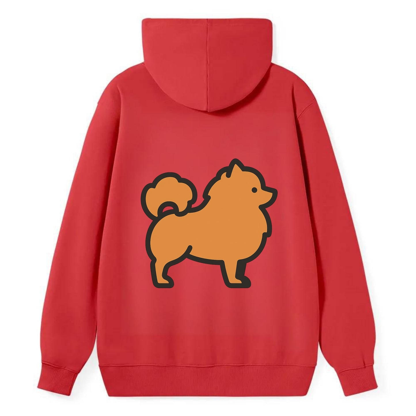 Pomeranian - Orange fluffy flat side profile - Classic Pullover Hoodie - Red