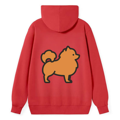 Pomeranian - Orange fluffy flat side profile - Classic Pullover Hoodie - Red