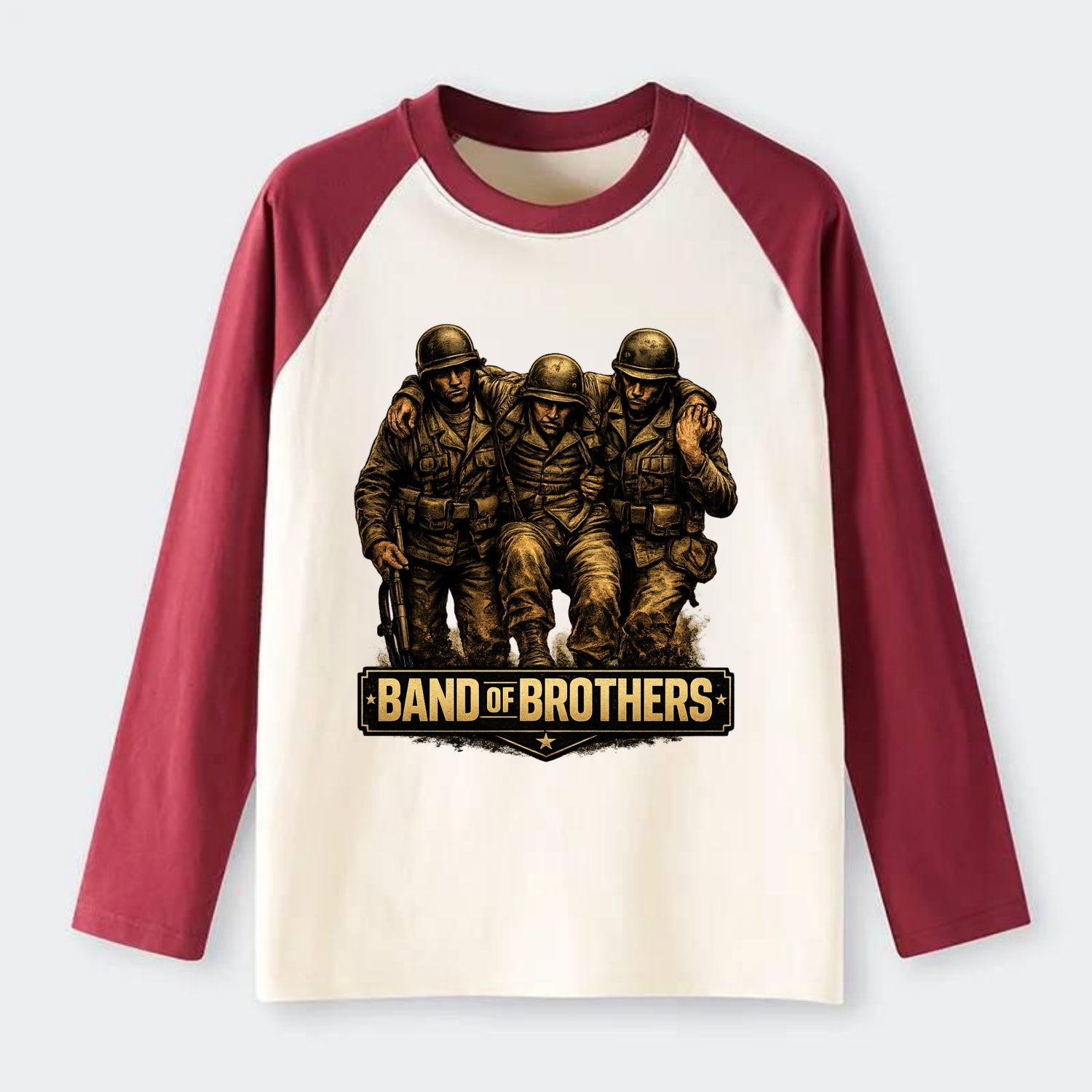 Band Of Brothers - Raglan Long Sleeve T-Shirt - Red