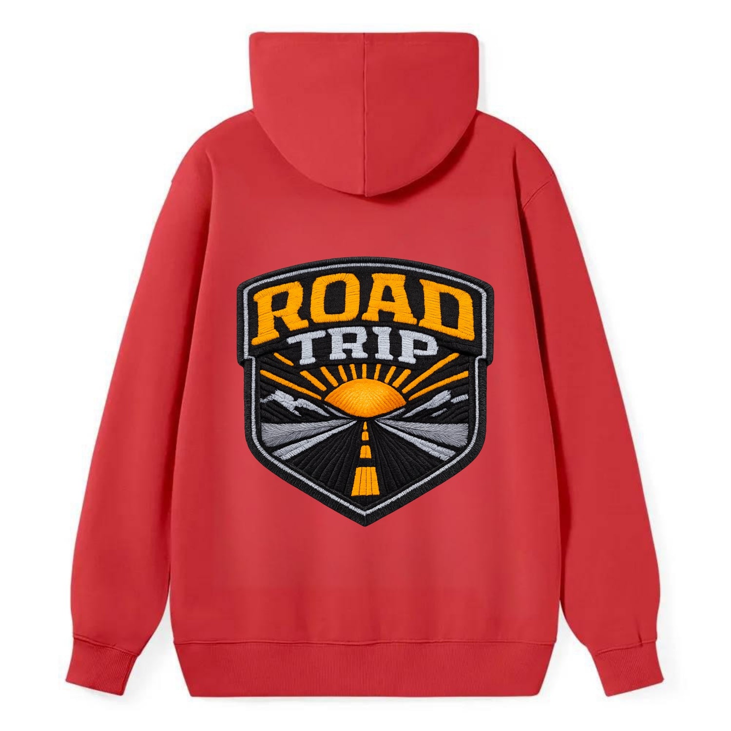 ROAD TRIP - highway and sun in orange and gray , open road - Classic Pullover Hoodie - Red