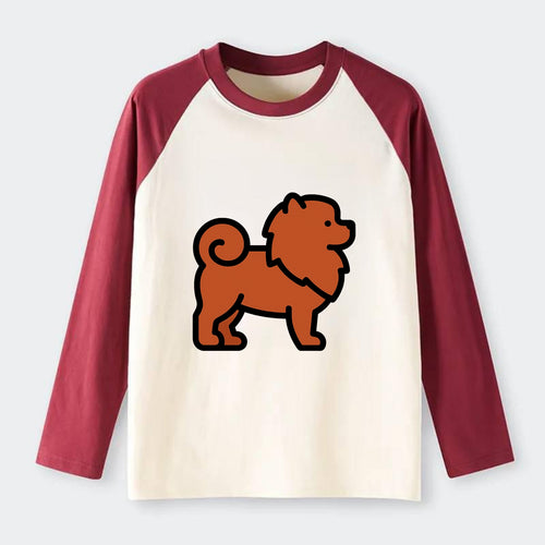 Chow Chow - Red fluffy flat side profile - Raglan Long Sleeve T-Shirt