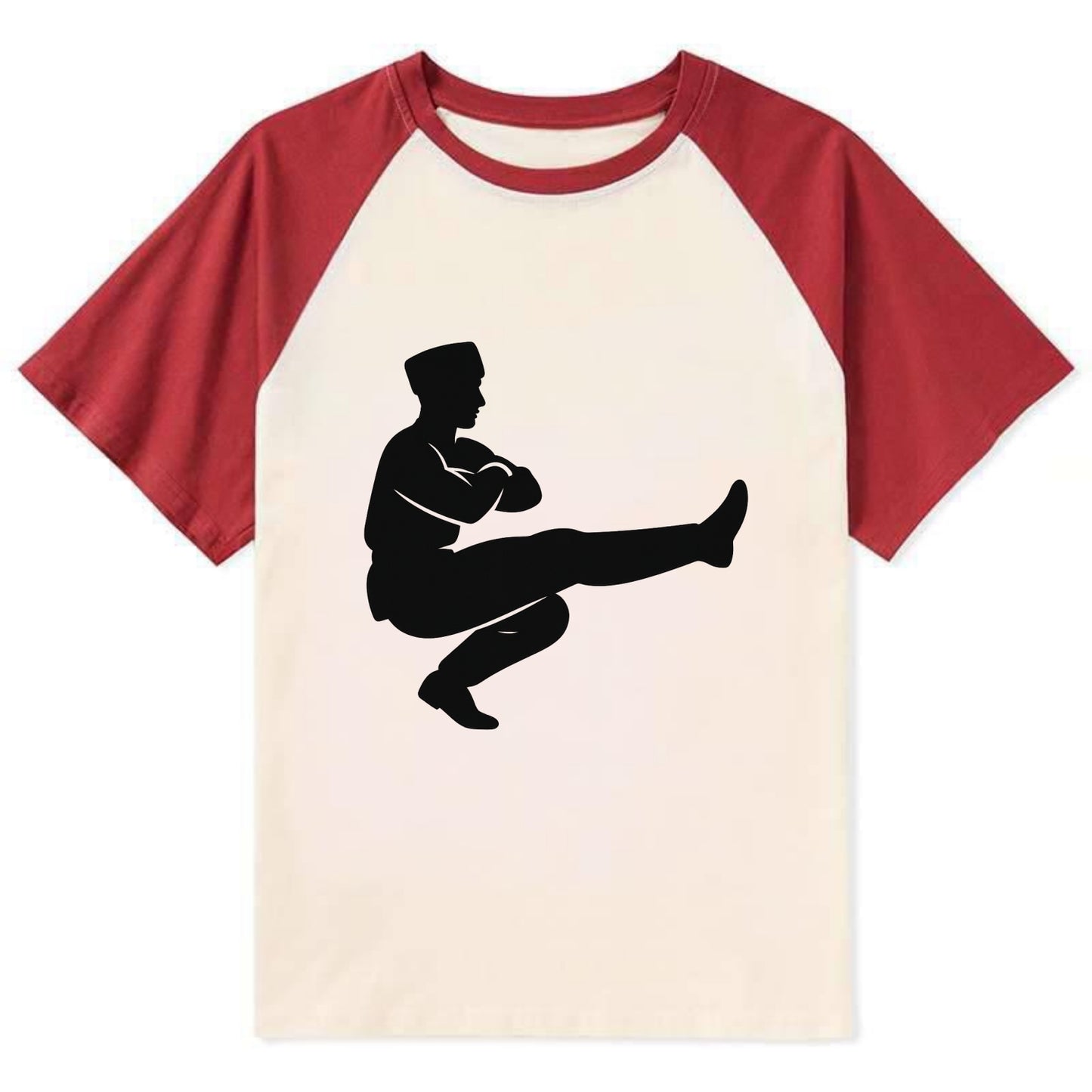 Russian Cossack dancer squat kick - Contrast Raglan T-shirt - Red