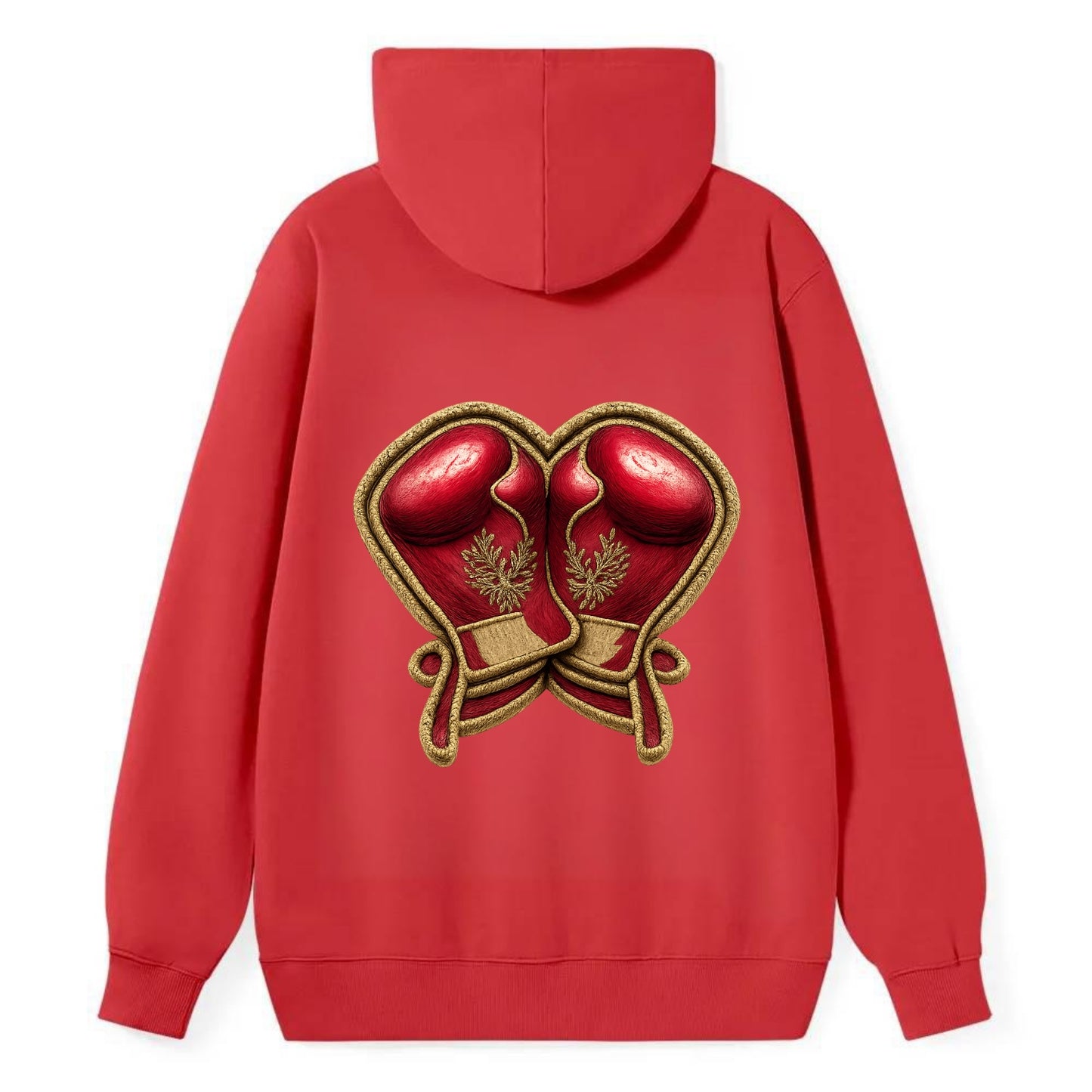 Embroidered patch design - BOXING GLOVES - red boxing gloves crossed in - Classic Pullover Hoodie - Red
