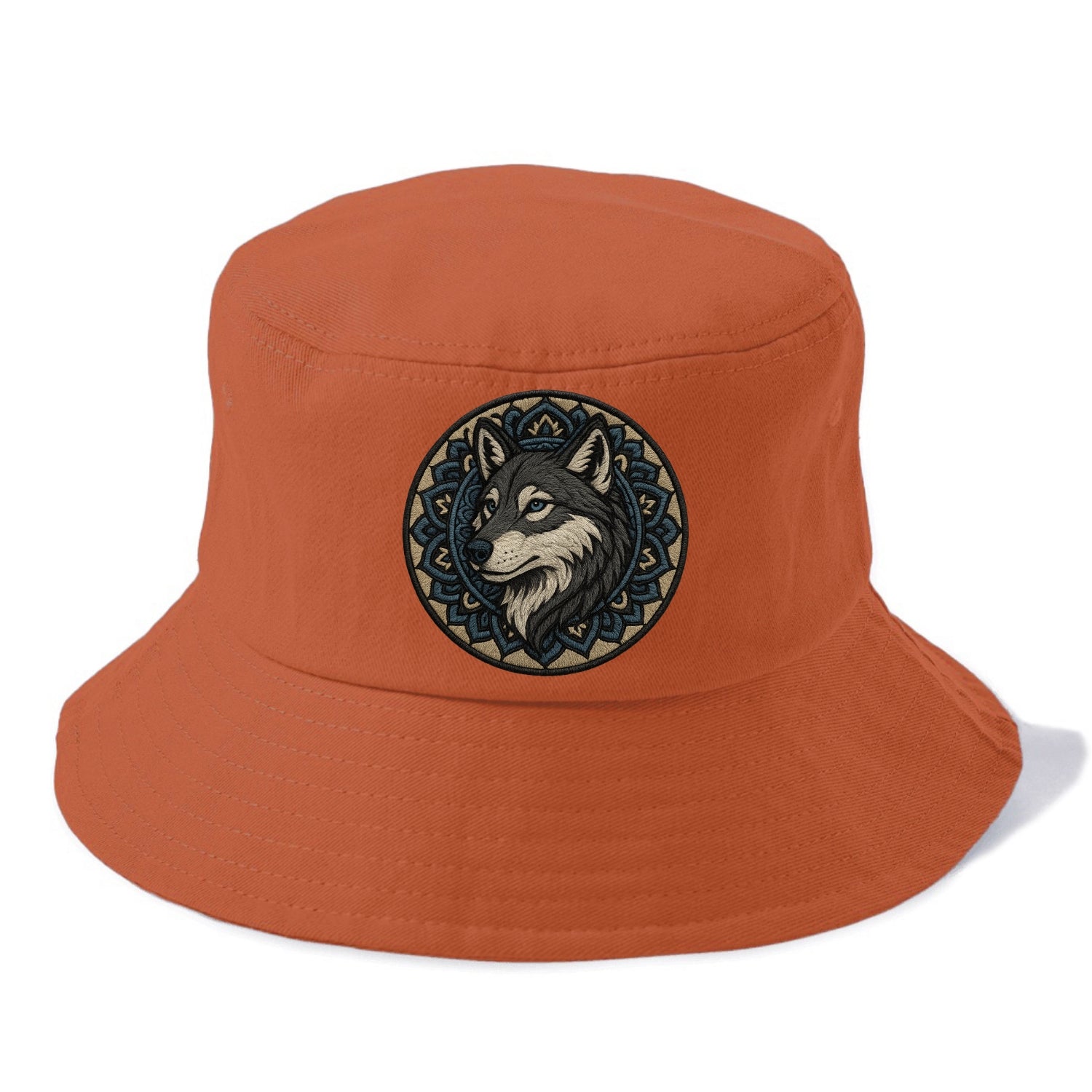 Mandala Wolf Pattern  - Bucket Hat - Red