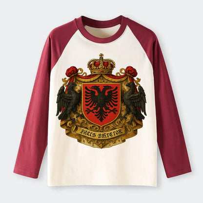 Albania Double Eagle Emblem - Raglan Long Sleeve T-Shirt - Red