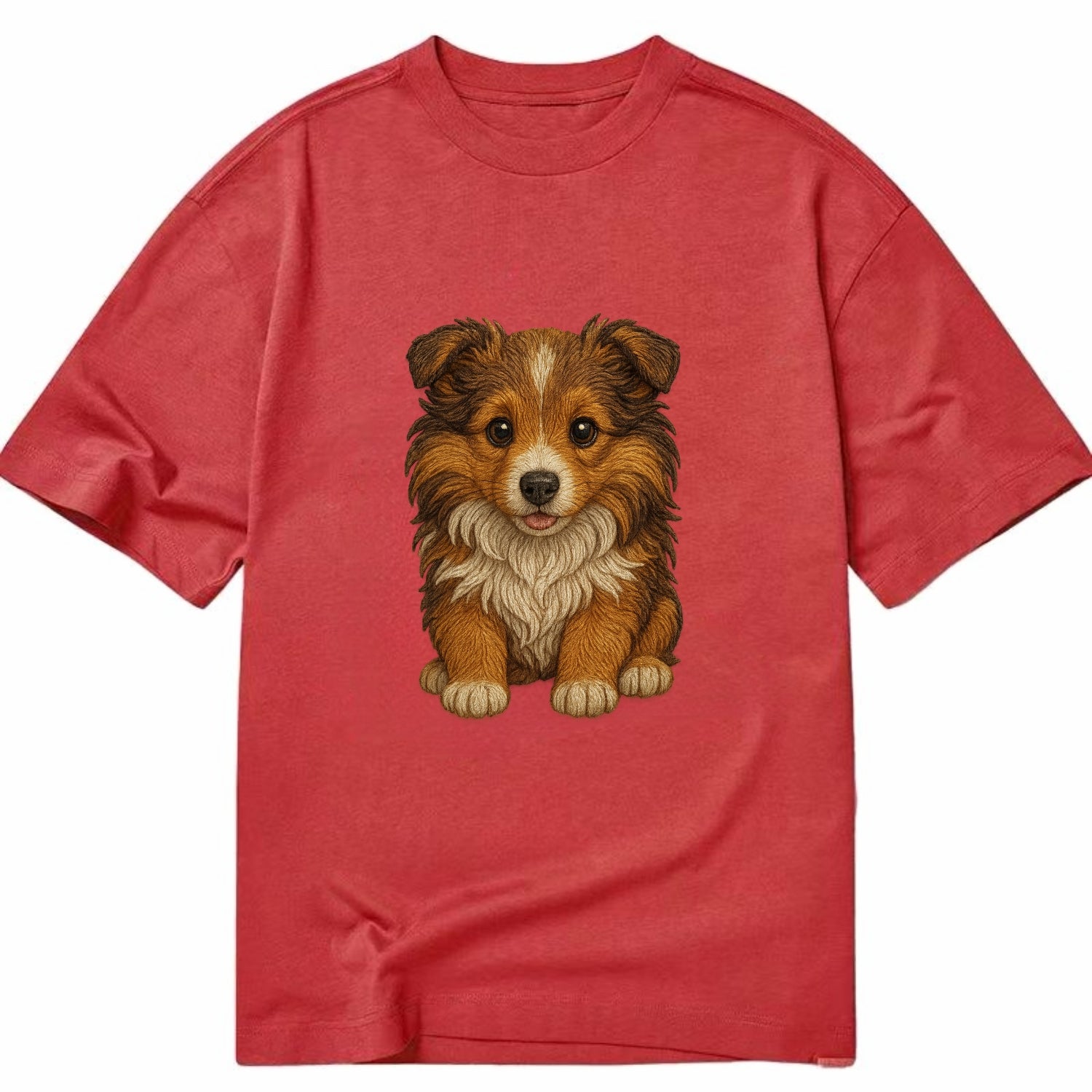 Baby Shetland Sheepdog Puppy - mini collie look, flowing mane, intelligent eyes, - Classic T-shirt - Red