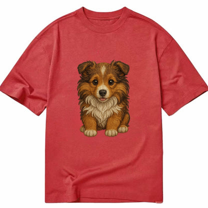 Baby Shetland Sheepdog Puppy - mini collie look, flowing mane, intelligent eyes, - Classic T-shirt - Red