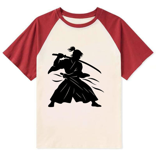 Japanese samurai sword draw - Contrast Raglan T-shirt