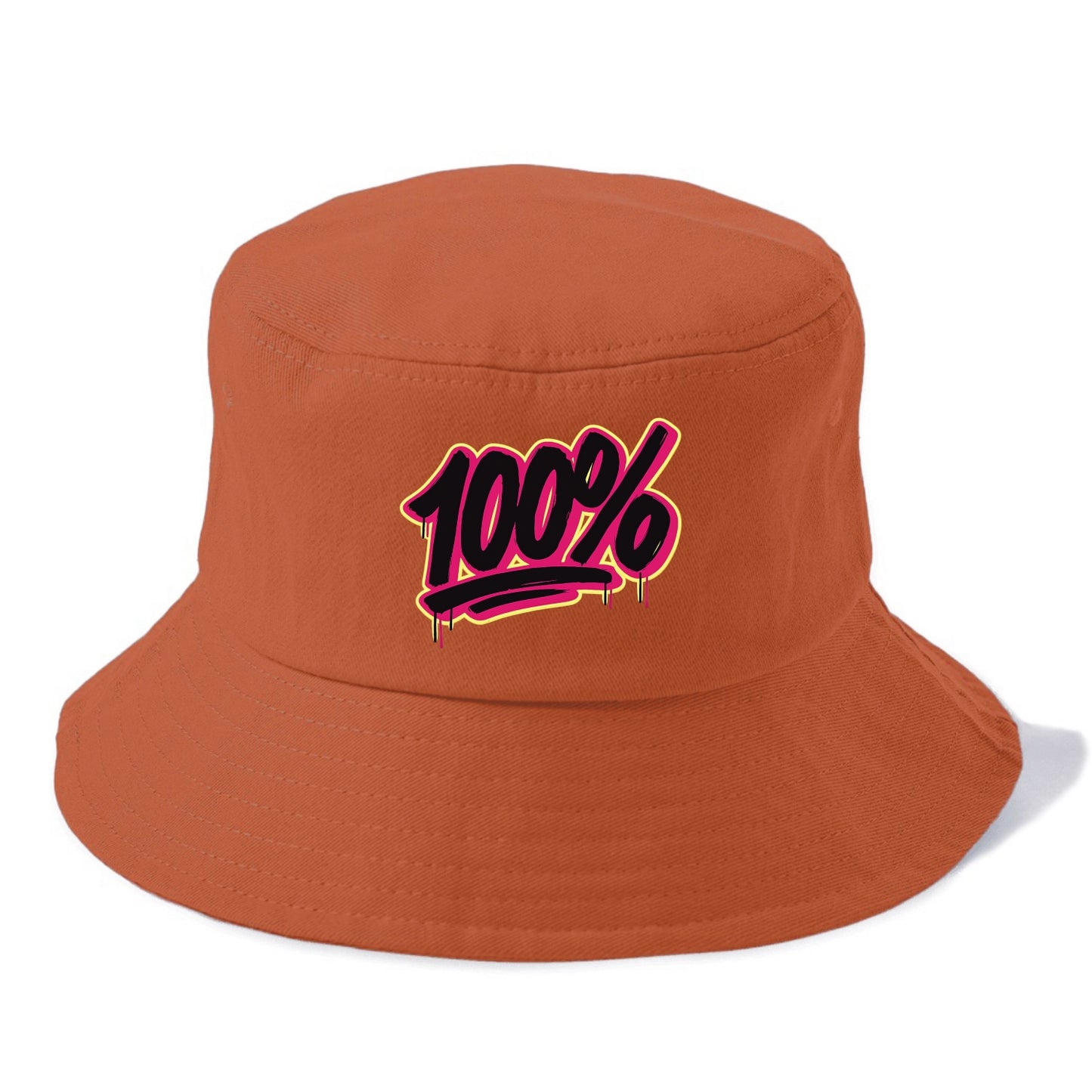 Bold typography design - "100%" - all in, fully committed - Bucket Hat - Red