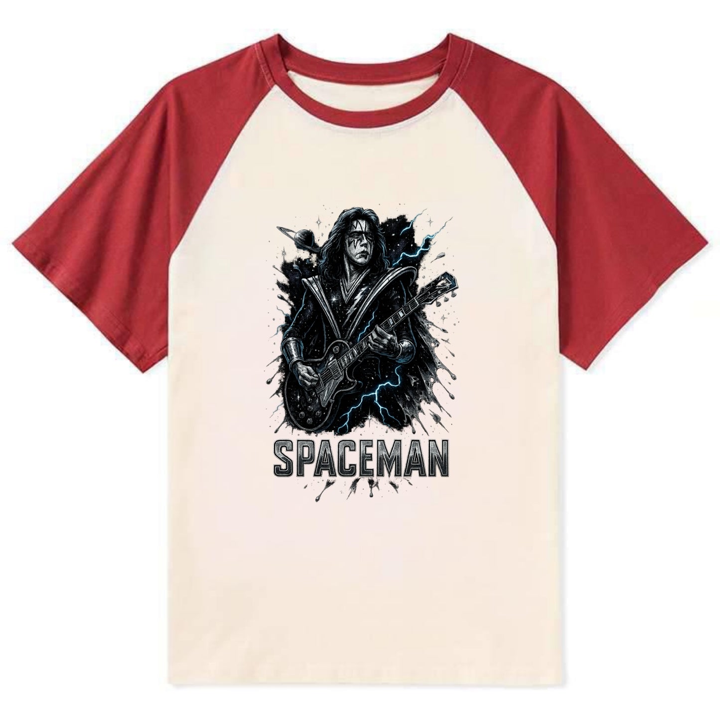 Silver Splash - Contrast Raglan T-shirt - Red