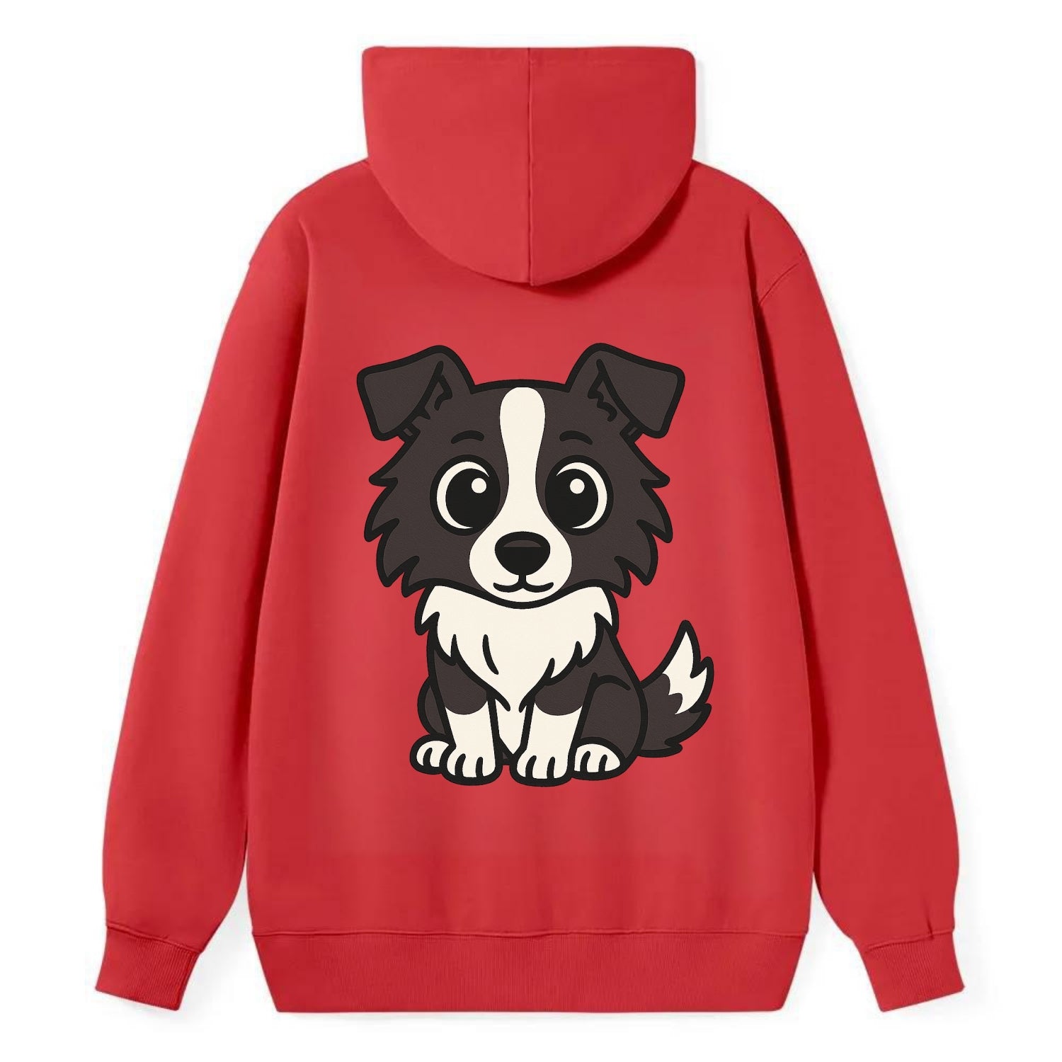 Border Collie - Intense stare sitting pose - Classic Pullover Hoodie - Red