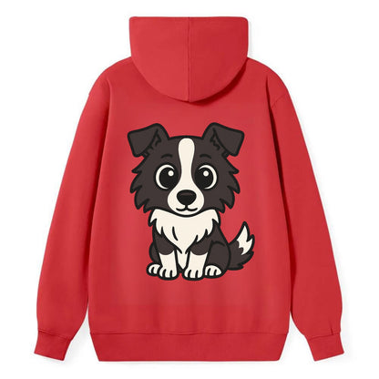 Border Collie - Intense stare sitting pose - Classic Pullover Hoodie - Red