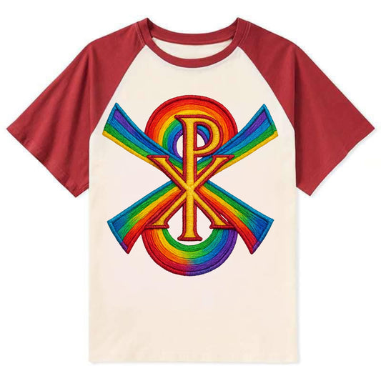 Chi Rho  - Contrast Raglan T-shirt - Red