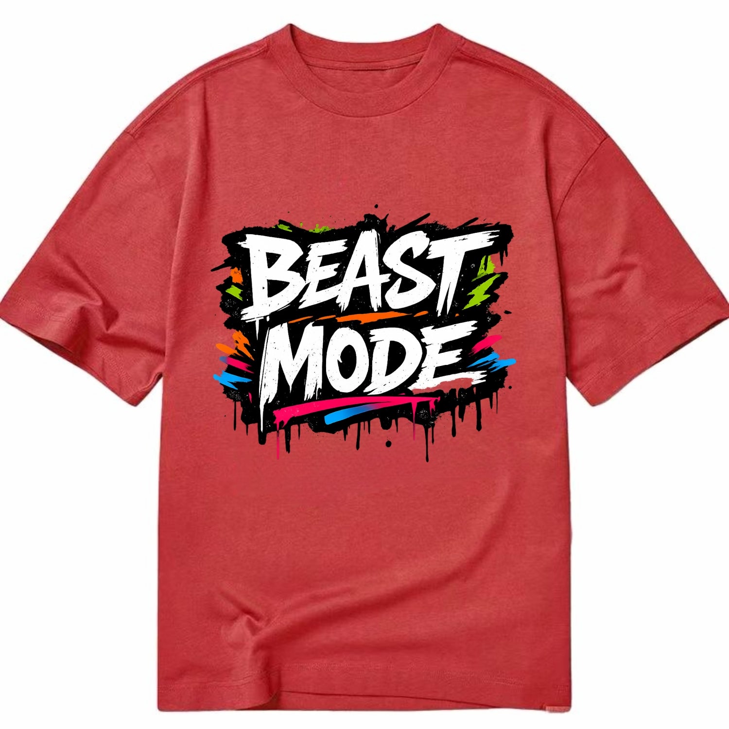 Bold typography design - "BEAST MODE" - intense workout, maximum effort - Classic T-shirt - Red