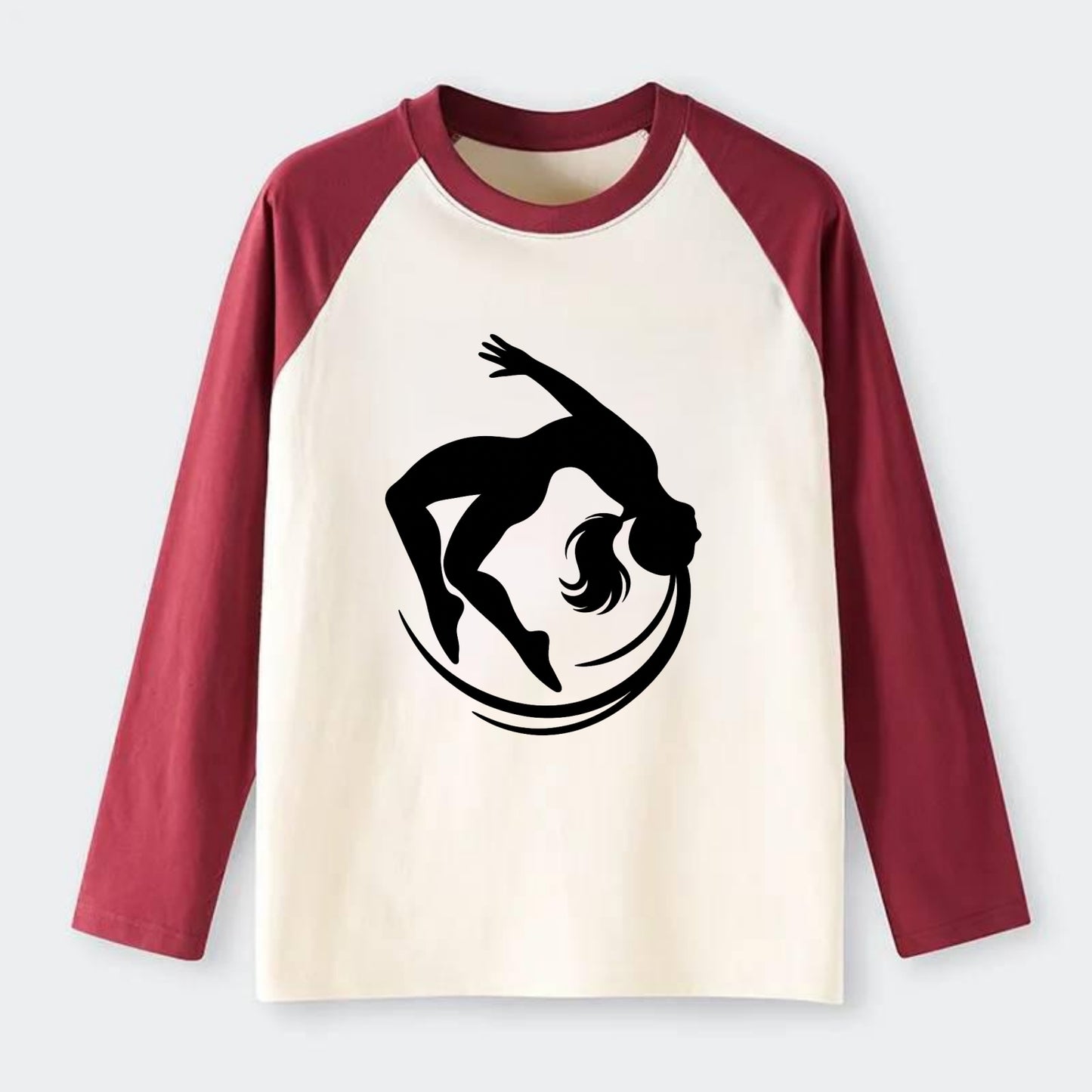 Gymnast mid-backflip rotation - Raglan Long Sleeve T-Shirt - Red