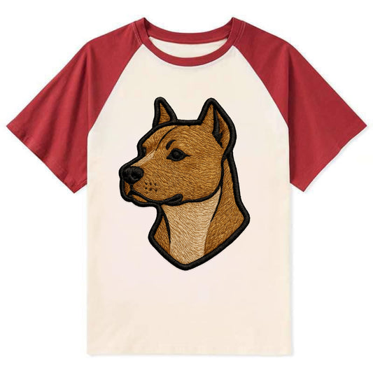 American Staffordshire Terrier - Modern - Contrast Raglan T-shirt - Red