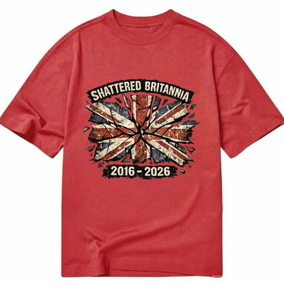 SHATTERED BRITANNIA | Cracked broken Union Jack | Fragmented glass effect | - Classic T-shirt - Red