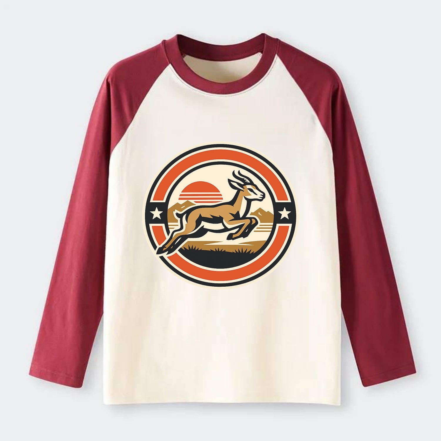 Proud Springbok Emblem - Raglan Long Sleeve T-Shirt - Red