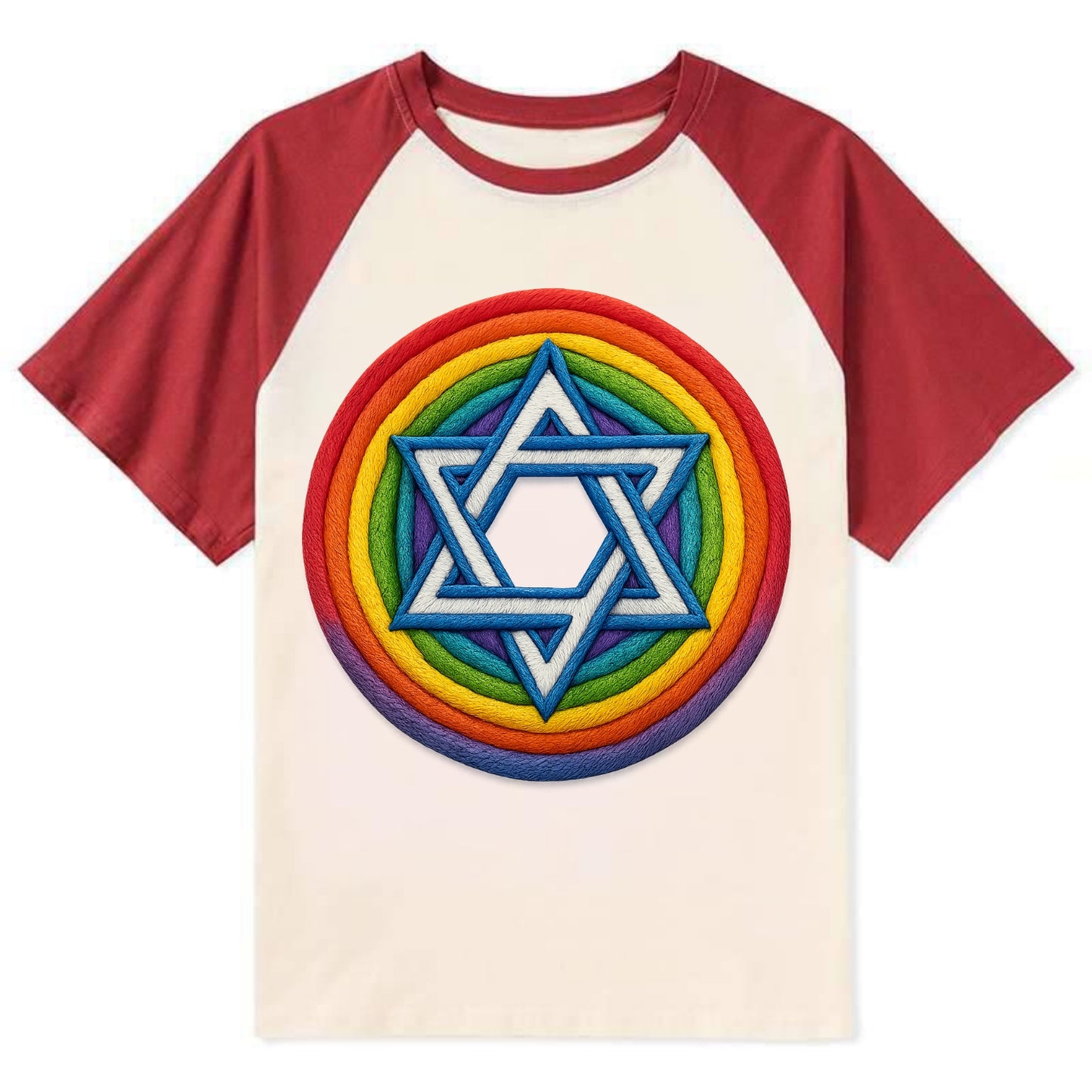 Star of David  - Contrast Raglan T-shirt - Red
