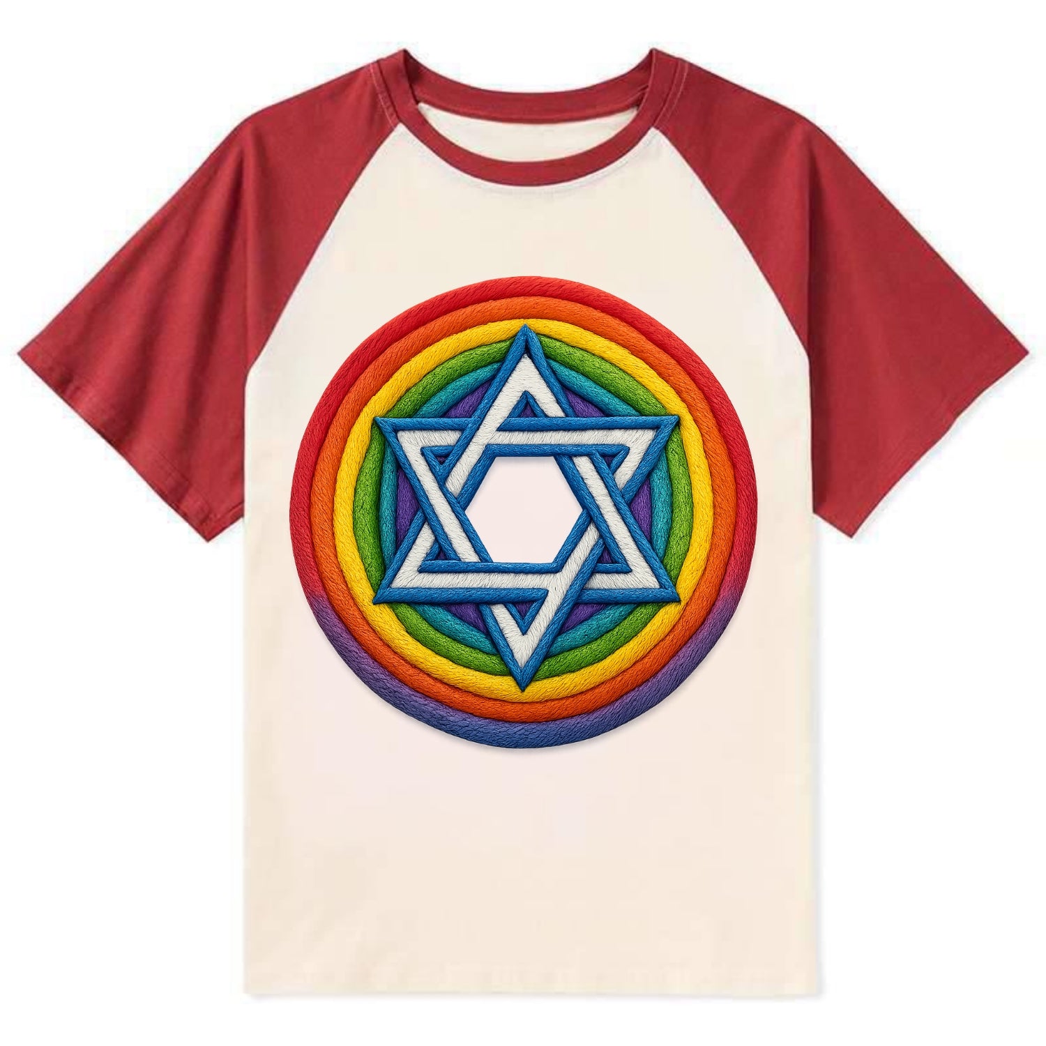 Star of David  - Contrast Raglan T-shirt - Red