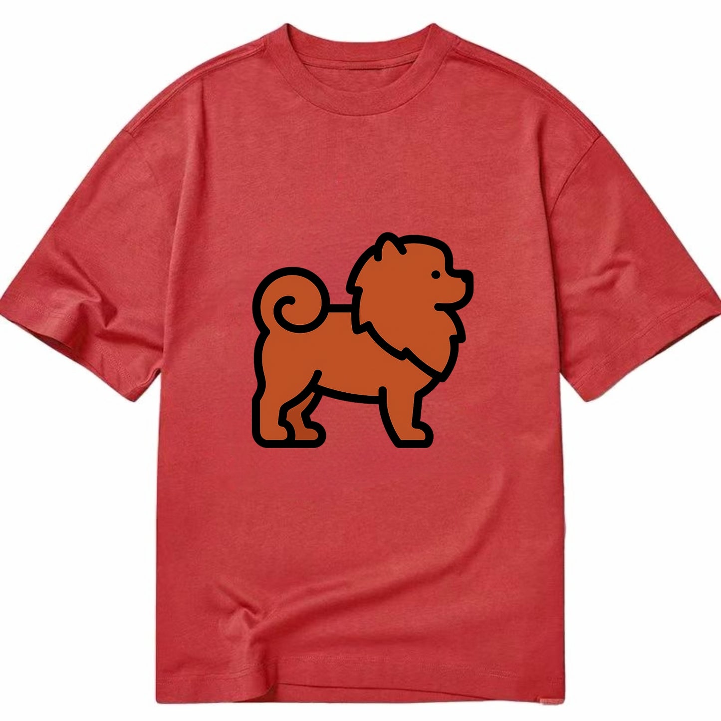 Chow Chow - Red fluffy flat side profile - Classic T-shirt - Red