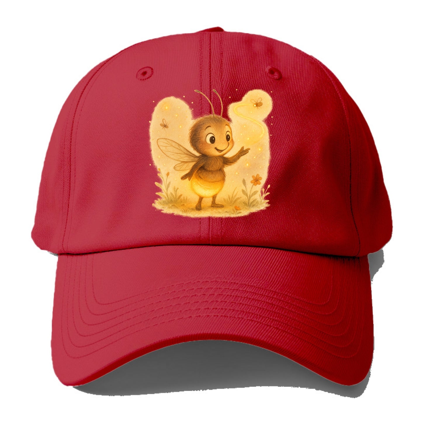 Firefly choreographer arranging synchronized light patterns over a meadow stage - Baseball Cap - Red