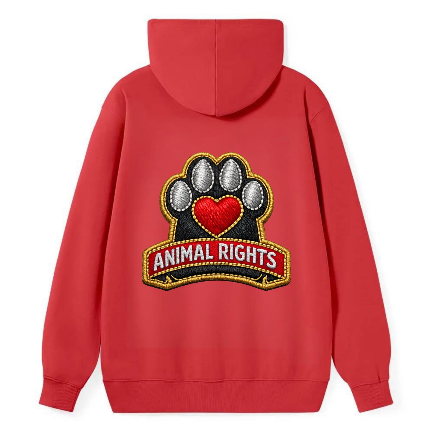 ANIMAL RIGHTS - raised paw with heart in red , advocacy - Classic Pullover Hoodie - Red