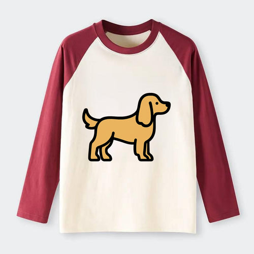 Cocker Spaniel - Golden colored flat side profile - Raglan Long Sleeve T-Shirt