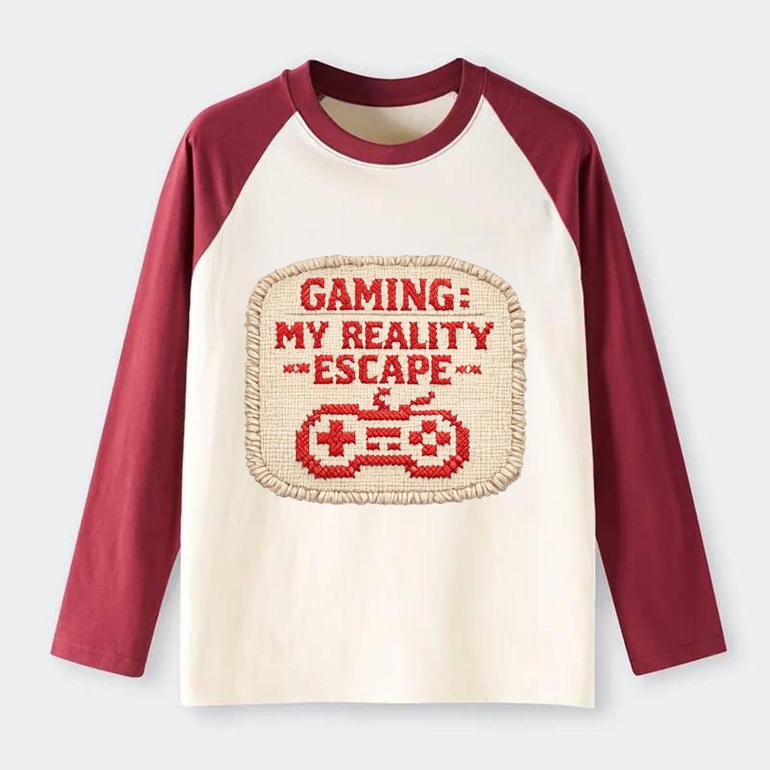 GAMING: MY REALITY ESCAPE - red game escape - red - gaming reality - Raglan Long Sleeve T-Shirt - Red