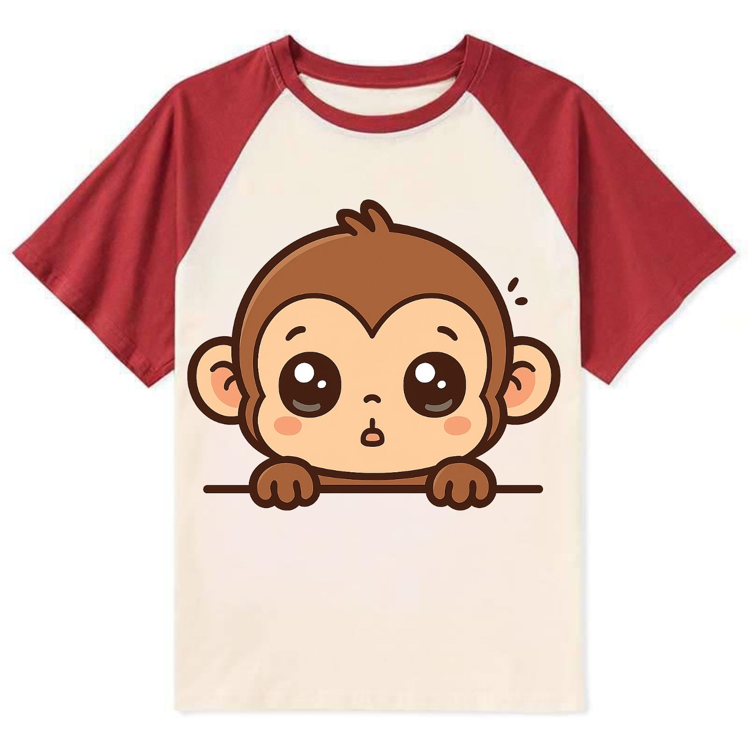Baby Monkey  - Contrast Raglan T-shirt - Red