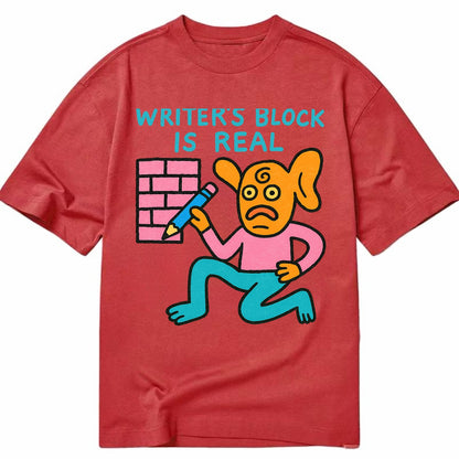 WRITERS BLOCK IS REAL | Brick wall with pencil - Classic T-shirt - Red