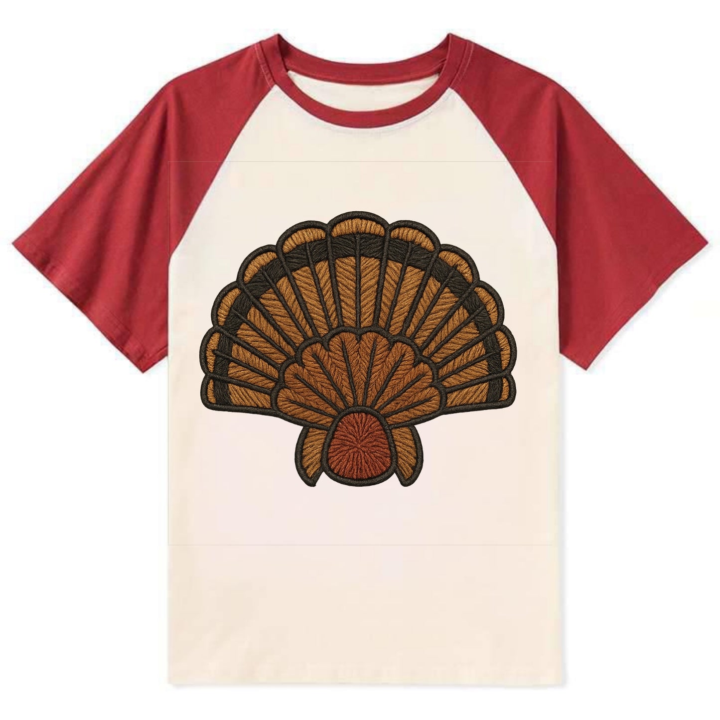 Turkey Feather  - Contrast Raglan T-shirt - Red