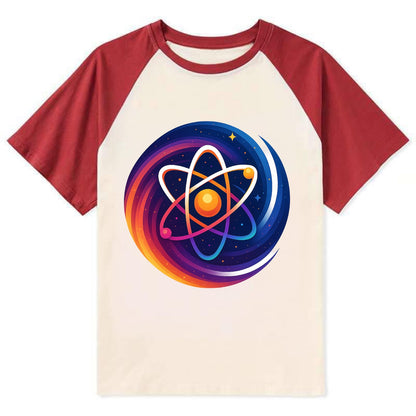Micro Macro - Atom structure expanding i - Contrast Raglan T-shirt - Red