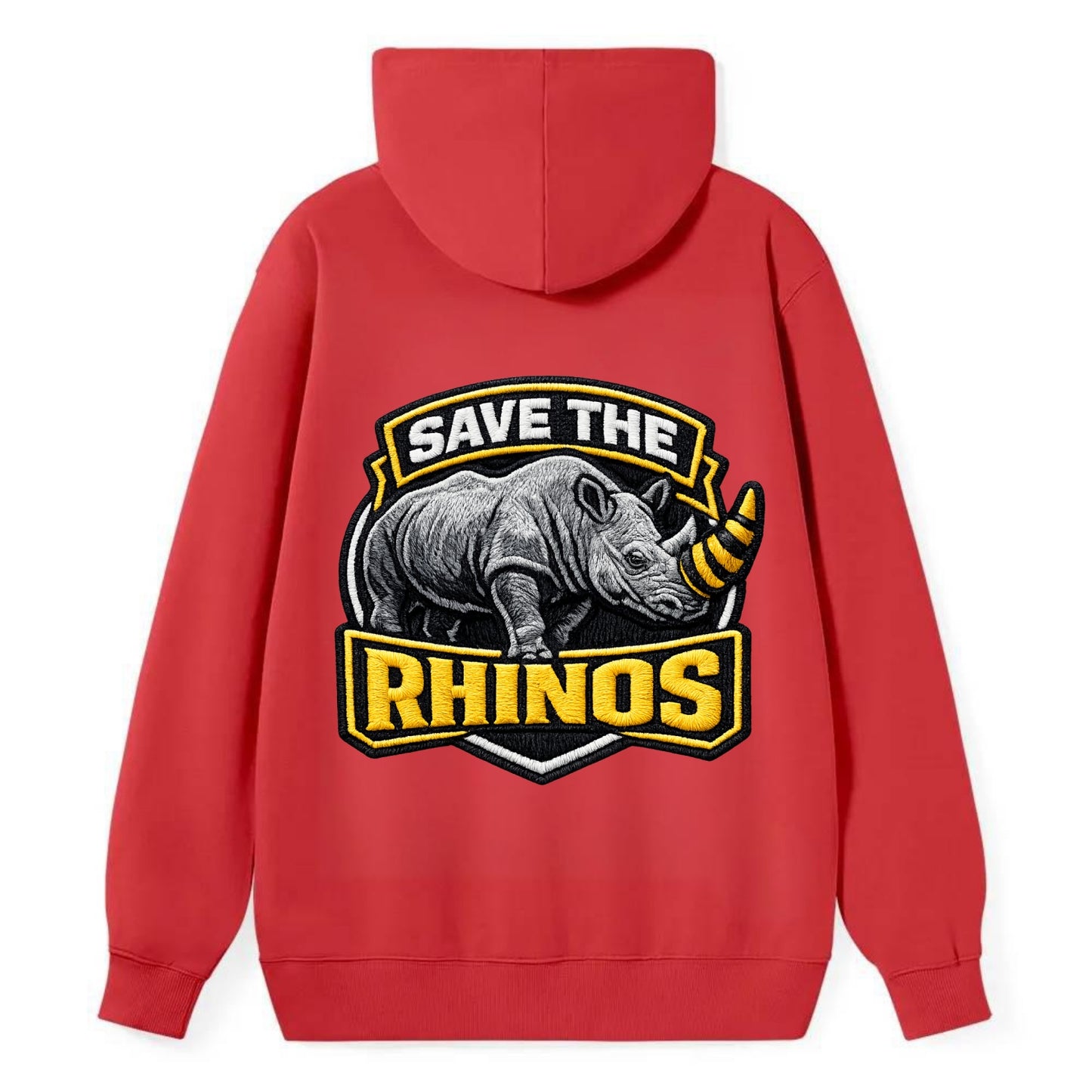 SAVE THE RHINOS - rhino silhouette in gray , horn protection - Classic Pullover Hoodie - Red