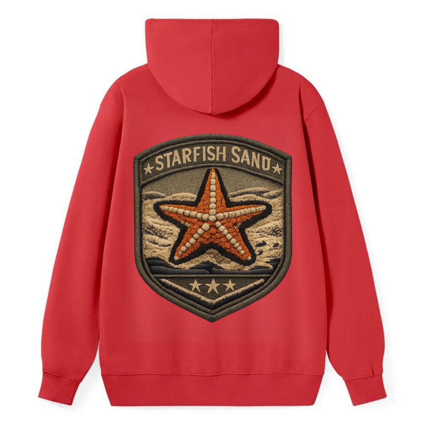STARFISH SAND - sea star in orange and tan , beachcomber - Classic Pullover Hoodie - Red