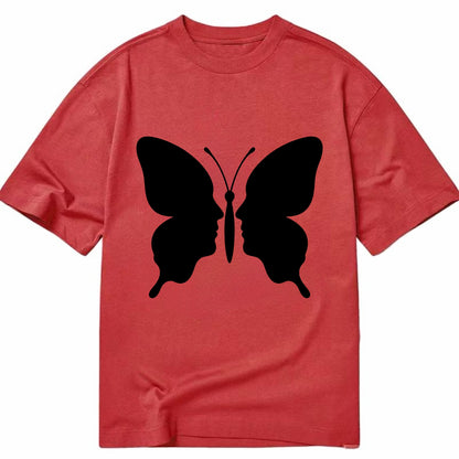 Butterfly wings - negative space reveals hidden faces or patterns - Classic T-shirt - Red