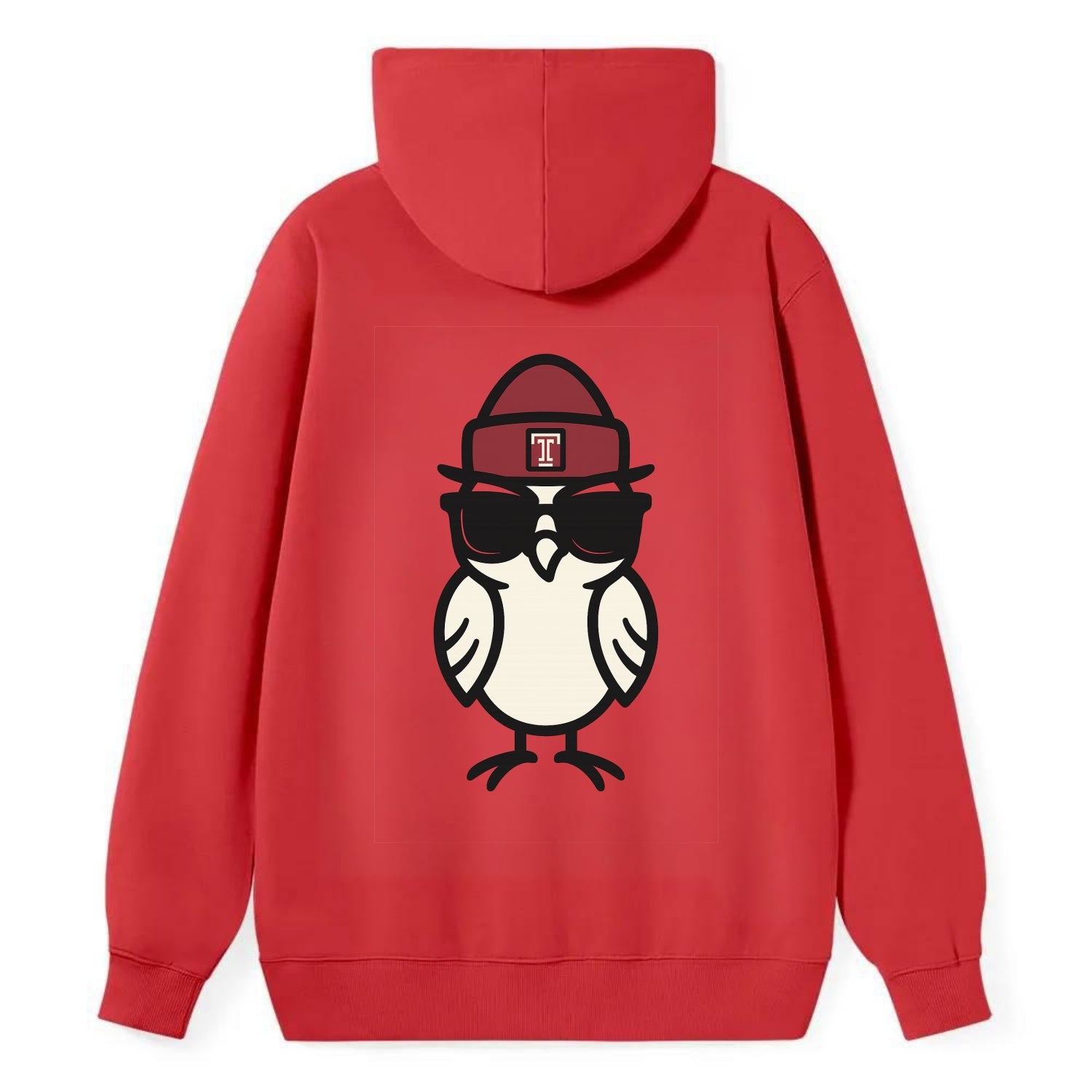Philadelphia Owl wearing Temple beanie with T patch - Classic Pullover Hoodie - Red