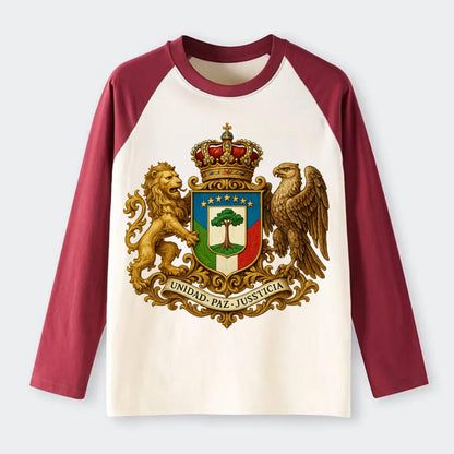 Equatorial Guinea Silk Cotton Tree Emblem - Raglan Long Sleeve T-Shirt - Red