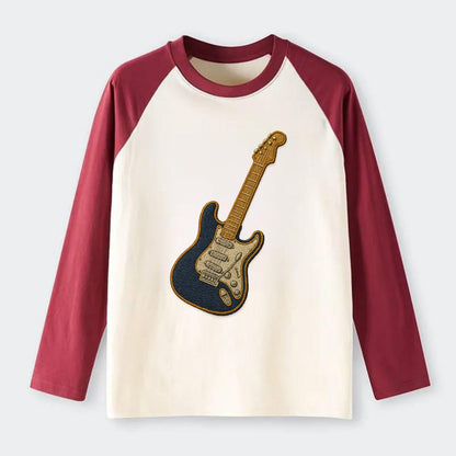 Electric Guitar  - Raglan Long Sleeve T-Shirt - Red