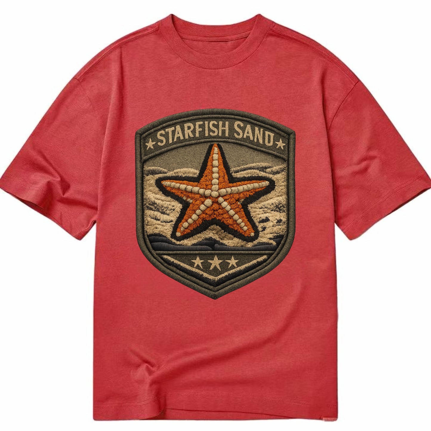 STARFISH SAND - sea star in orange and tan , beachcomber - Classic T-shirt - Red
