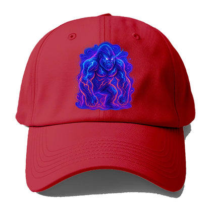 Mighty gorilla with electricity flowing through defined muscles, lightning bolt - Baseball Cap - Red