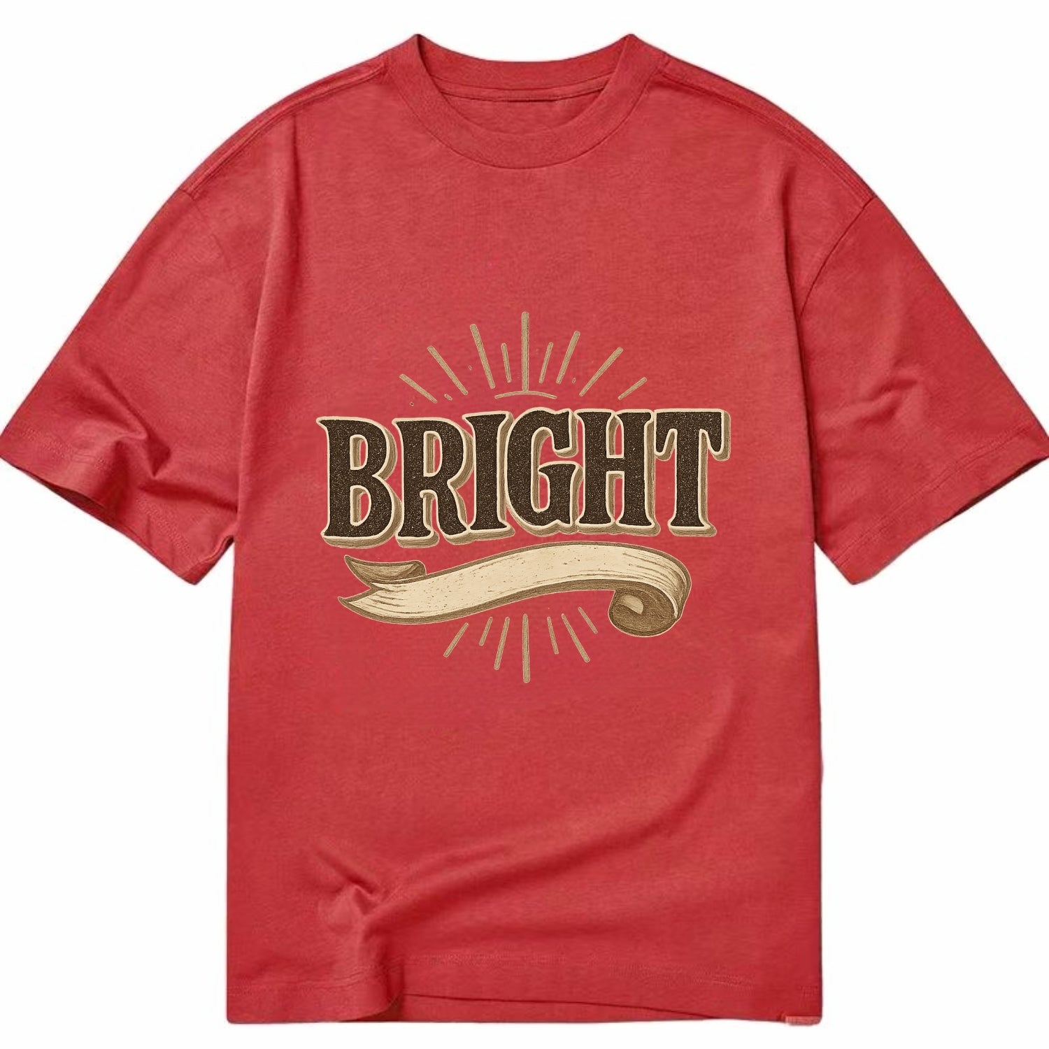 Bold typography design - "BRIGHT" - intelligent, shining - Classic T-shirt - Red