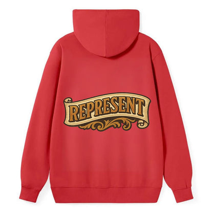 Bold typography design - "REPRESENT" - showing where you from - Classic Pullover Hoodie - Red