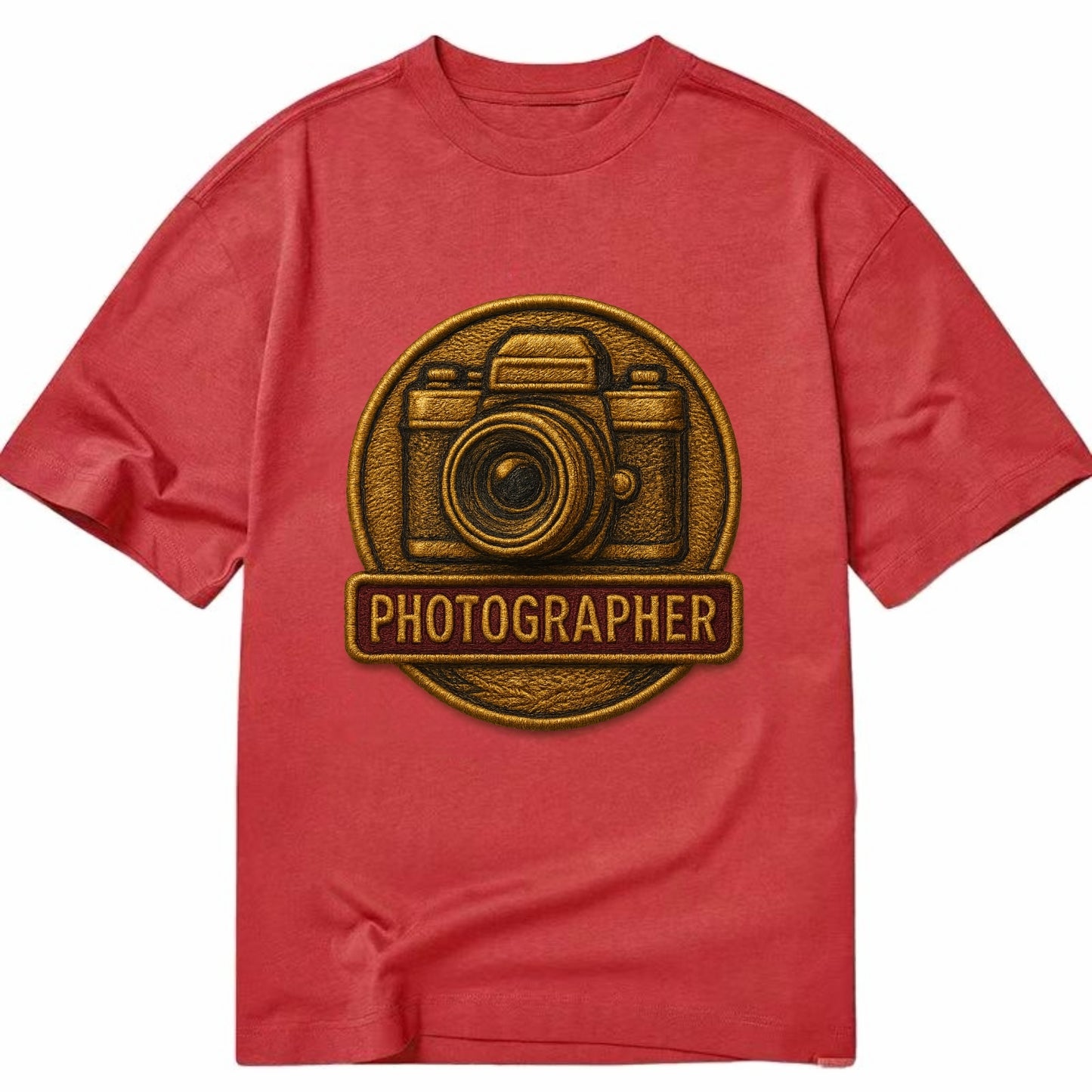 Camera with vintage lens - photographer badge - Classic T-shirt - Red