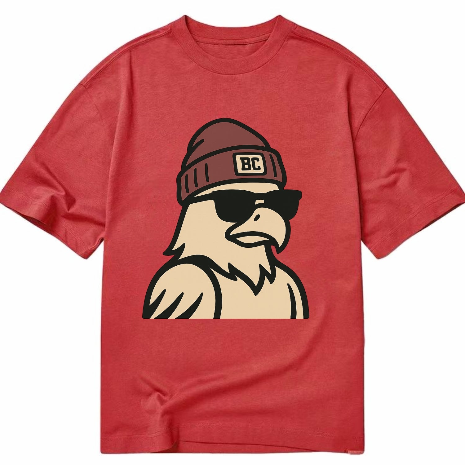 Chestnut Hill Eagle wearing Boston College beanie with BC patch - Classic T-shirt - Red