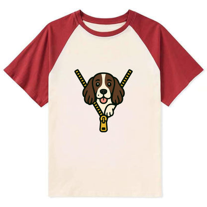 English Springer Spaniel - Contrast Raglan T-shirt - Red
