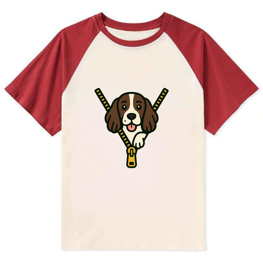 English Springer Spaniel - Contrast Raglan T-shirt - Red