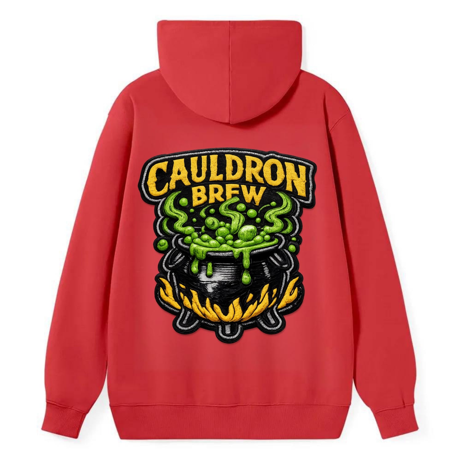 CAULDRON BREW - bubbling pot in black and green , witch craft - Classic Pullover Hoodie - Red